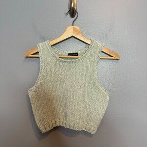 WHITE FOX seafoam chenille crop sweater tank size M